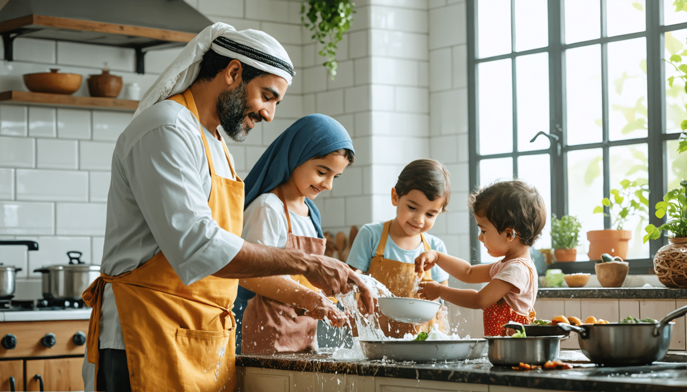 تعلمي كيف تشاركين زوجك وأولادك في مهام المنزل بشكل سهل وبدون مشاكل لضمان جو عائلي سعيد ومنظم.